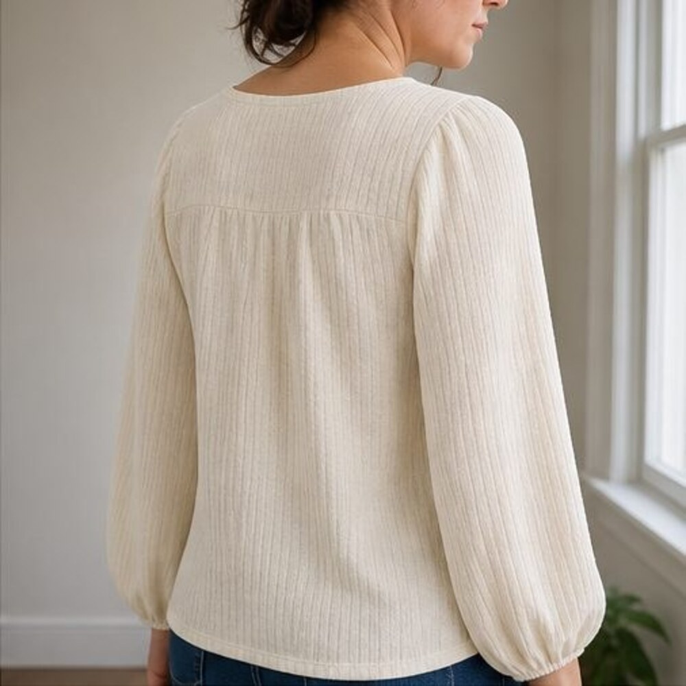 Cream V Neck Top - Picture 3 of 6